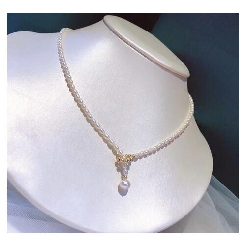 Jewelry 925 silver ball 5-6mm freshwater pearl Necklace