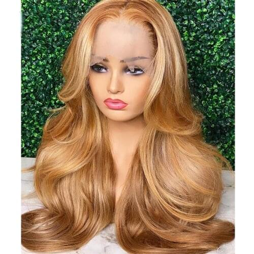 Blonde 27 13*4 Lace Frontal Wig Full Ginger Lace Front Wig Ombre Highlight Wig Human Hair Naturtal Wave Frontal Wig 30inch