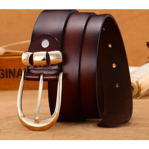 Genuine Leather casual belt, soft leather glossy, womens leather belt, fashionable metal decorative cowhide belt