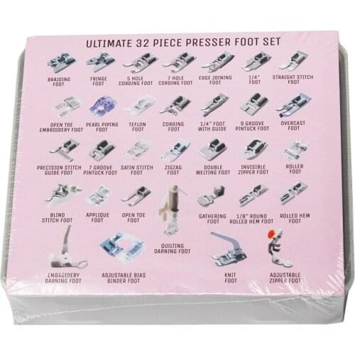 32 Piece Presser Foot Sew Accessories Press Feet For Brother Singer Toyota Domestic Sewing Machine