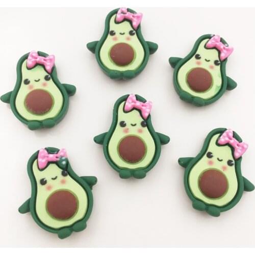Hand Painted Resin Kawaii Colorful Green Baby avocado Flatback Stone 14PCS Scrapbook DIY Decor Home Figurine Crafts OG37