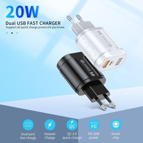 20W PD QC3.0 Wall Fast Charging For iPhone 12 pro max Xiaomi Mobile Phone USB Charger Quick Charger Adapter For Samsung