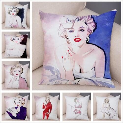 Super Star Marilyn Monroe Simple Colorful Cartoon Sexy Girl Pillow Case Plush Decor Cushion Cover for Sofa Car Home Pillowcase