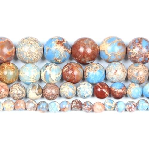 Natural Stone Light Blue Emperor stone Charm Round Loose Beads For Jewelry Making Needlework Bracelet DIY Strand 4/6/8/10/12 MM