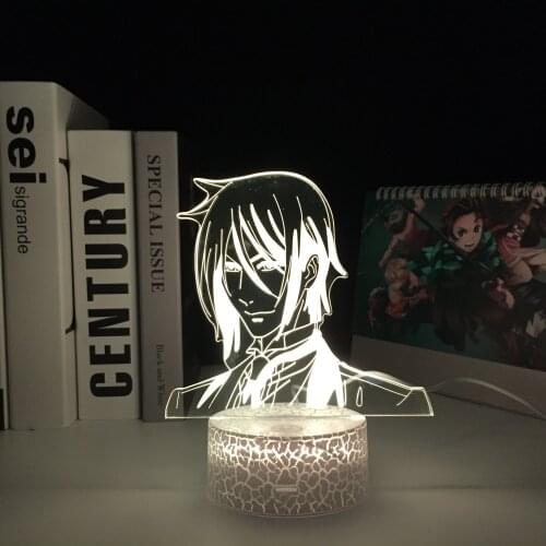 3D LED White Base Night Light Anime Black Butler Lamp for Kids Bedroom Decor Light Child Birthday Gift Table Lamp Black Butler