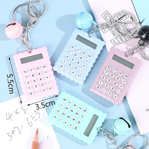 Creative Kawaii Mini Biscuit Shape Mini Keychain Portable Bells Digit Calculator Student Tool