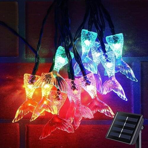 30LED Solar String Lights Outdoor Solar Fishtail Fairy Light Waterproof 8 Modes Lighting String Garden Christmas Decor Lights
