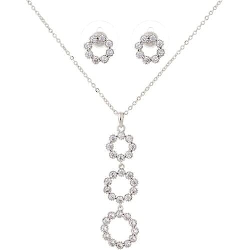 Jewelry Sets HADIYANA Temperament Trendy Round Design Earring And Necklace Sets CN905 High Quality Juego De Collar Y Pendientes