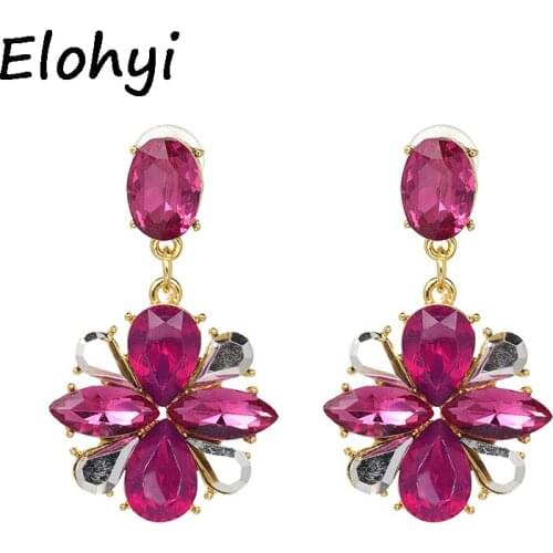 ELOHYI Women Big Crystal Earrings For Woman Alloy Paw Crystal Pendientes Rhinestone Earrings Luruxy Earring Oorbellen Gift