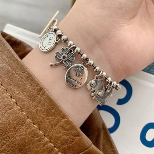 S925 Sterling Silver Bracelet for Women Smile Face Star Fish Flower Women Bracelet Fashion Jewelry Accessories Wholesale