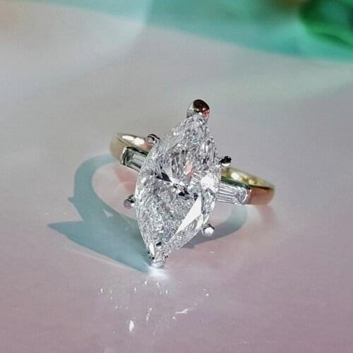 DF 1.8carat 12*6mm Marquise Briliant Moissanite Ring Classic Style Moissanite Engagement Anniversary Ring Real 14K White Gold