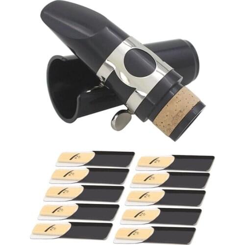 11 Pcs Woodwind Instrument Parts: 1 Pcs B Flat Clarinet Mouthpiece & 10 Pcs Bb Clarinet Reeds Strength 2.5 2-1/2 Reed