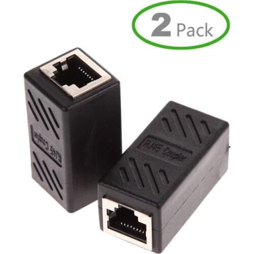 2 Pack RJ45 Connector Coupler LAN Inline Cat7/Cat6/Cat5e Ethernet Cable Extender Adapter Female to Female Coupler Black#p3