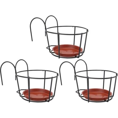 3PCS/Set Balcony Flower Rack With Pallet Hanging Green Plant Flower Pot Hanger Iron Railing Window Sill Iron Flower Rack