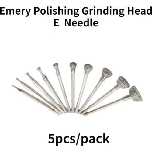 5 PCS E Type Emery Grinding Head /Emery Grinding Needle /jade Carving Emery Jadeite Original Stone Grinding and Peeling Tool