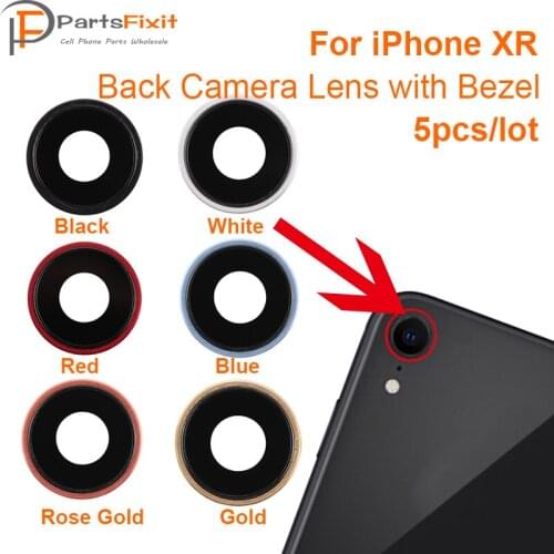 5pcs/lot Rear Camera Lens with Bezel for iPhone XR Back Camera Frame Replacement