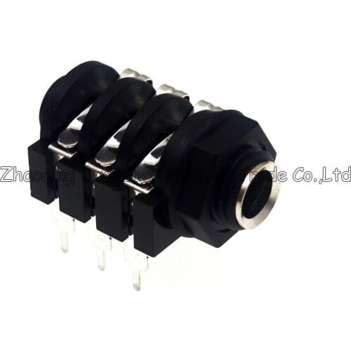 6.5mm New good Stereophonic, double channel audio socket 1/4" 6.35mm female Stereo jack audio connector,6Pin