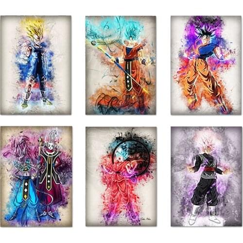 Anime Dragon Ball Canvas Painting Goku HD Mural Poster Living Room Bedroom Home Wall Picture Decoration