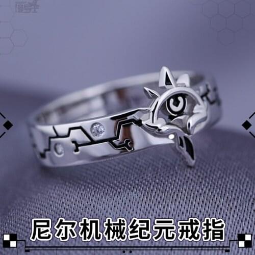 Anime NieR:Automata YoRHa No.2 Type B 2B Ring 925 Sterling Silver Finger Ring Adjustable Jewelry Unisex Cosplay Props Gift