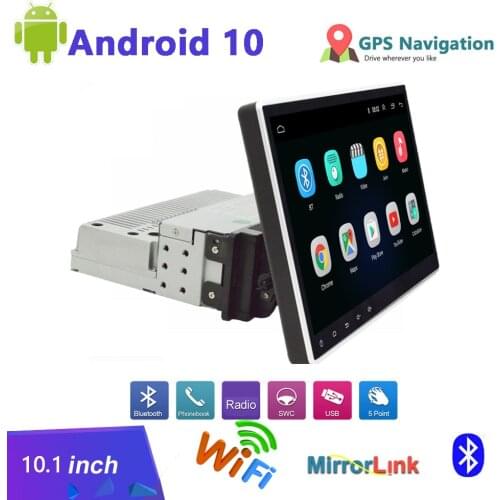 1Din Car Radio With Touch Screen Android 10 2G+32G GPS Navigation Bluetooth WiFi Stereo Receiver