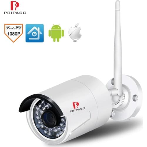 Pripaso Wireless Outdoor Security Camhi Camera 1080P 2.0MP Bullet Home Surveillance IP Cam CCTV Waterproof Night Vision camera