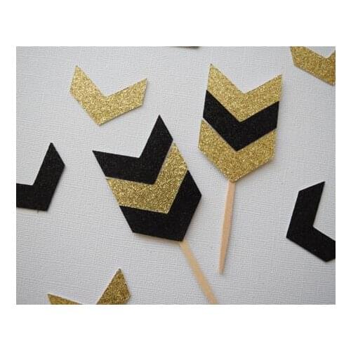 Glitter arrow Chevron Boho birthday cupcake toppers Tribal Theme baby shower party decoration doughnut toothpicks