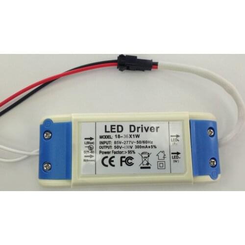 90-265V (18-36)*1W LED Driver Power Supply for Celling Led Lights Downlight AC85-265V DC50-130V 300ma DC