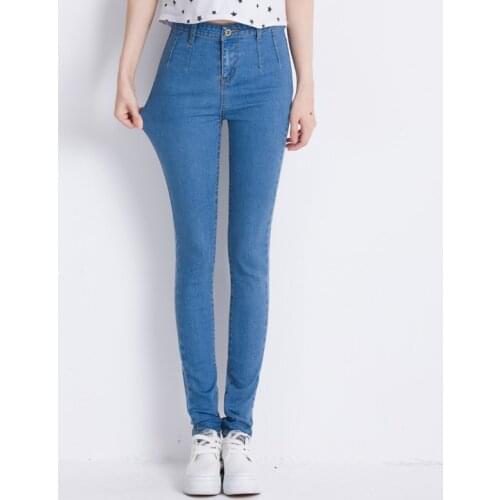 Clearance Size 29 New Fashion Women Pants Stretch Skinny High Waist Jeans Pants Women Blue Pencil Casual Slim Denim Pants