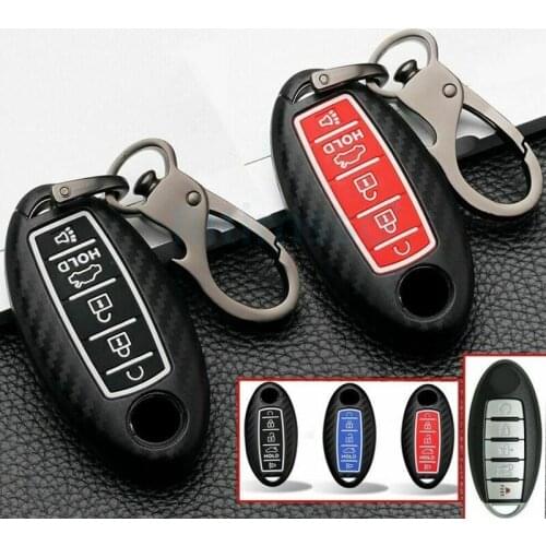 5 Button Carbon Fiber ABS Silicone Keyless Entry Smart Key Case Cover for Nissan Rouge/Maxima/Altima/Sentra/Murano L518