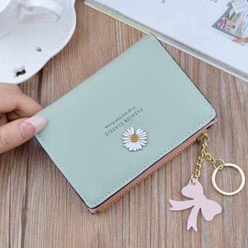 Ladies Wallet Female Short Zipper Bag Girls Small Wallet Flower Pattern Coin Purse with Soft Leather Thin Money Pocket for Women