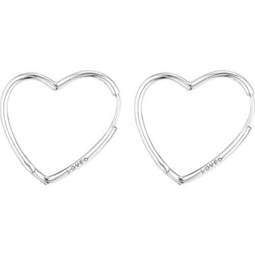 Love Heart Shape Design Hoop Earrings for Women Original 925 Sterling Silver Earrings Daily Jewelry Fashion Women Earrings New