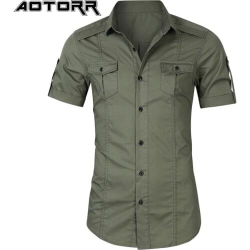 Fashion solid color Cotton Short Sleeve T-Shirt Men 2021 Summer New Street Cargo Shirts Mens Casual Slim Fit Short Sleeve Shirt