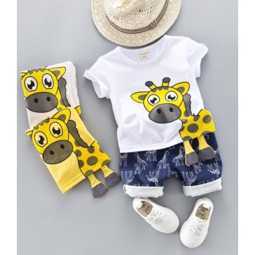 Boy summer cartoon clothing set children clothes baby boys suit T-shirt+pants 2 pcs 100% cotton sets toddler kids suit for 9M-4T