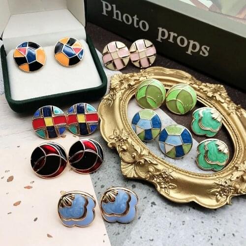 Colorful Fashion Earrings Splicing Contrast Drip Glazing Brincos For Womens Earring Party Gifts