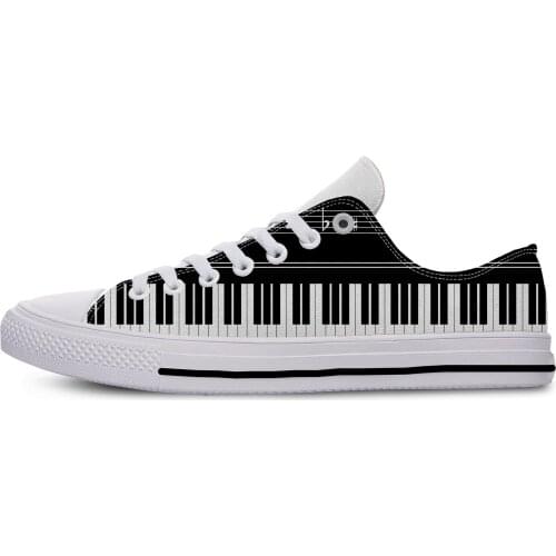Vintage piano keyboard Note Broken Retro Novelty Design Lightweight Classic Canvas Shoes Men Women Casual Breathable Sneakers