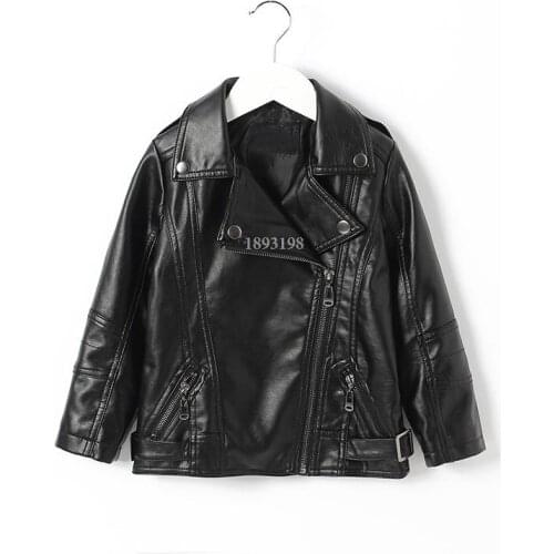 Boys spring autumn leather jackets children fashion lapel zipper motorcycle coats kids handsome Faux leather tops