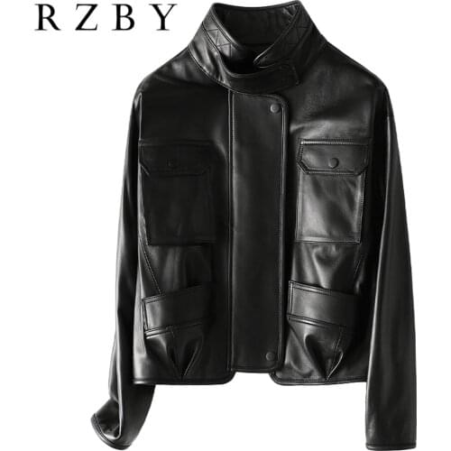 Genuine Leather кожаная куртка женская 100% Real Sheepskin Jaqueta De Couro Feminina 2021 Autumn Women Jacket With PocketRZBY520
