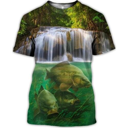 Animal Fishing Art Harajuku summer t-shirt Cool Chase Hook Fish Print Fashion 3D Short sleeve T-shirt Dropshipping style-5