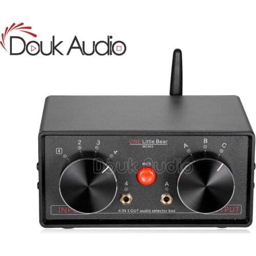2018 Little Bear Latest 4-IN-3-OUT 3.5mm RCA Audio Selector Switcher Box Bluetooth 4.0 Receiver Splitter Preamp For Home Audio