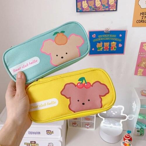 Kawaii Cartoon Canvas Pencil Case Cute Pen Case Bag Large zipper Pencil Box Pouch for Girls Boys School Stationery Supplies