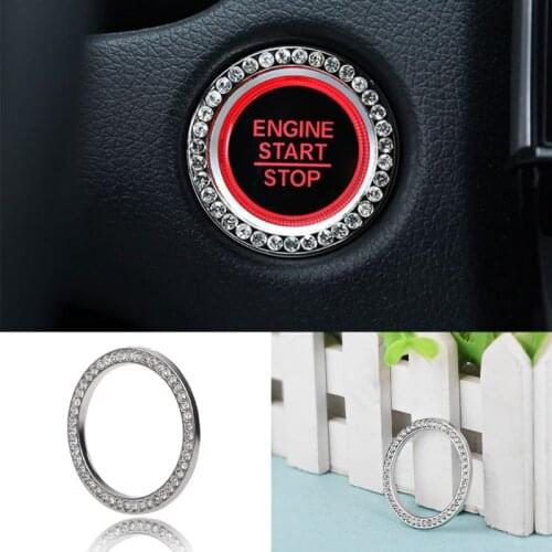 Fashion Crystal Rhinestone Decor Car Engine Start Key Ring Start Stop Ignition Button Sticky Ring