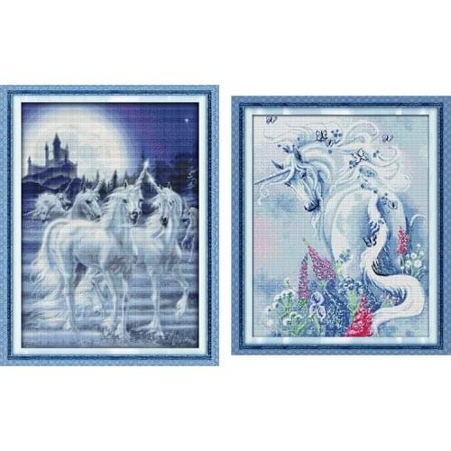 Beautiful Unicorn Cross Stitch Pattern Handicraft Painting Needlework Embroidery Kit DMC Cross Stitch Set DIY Home Decoration