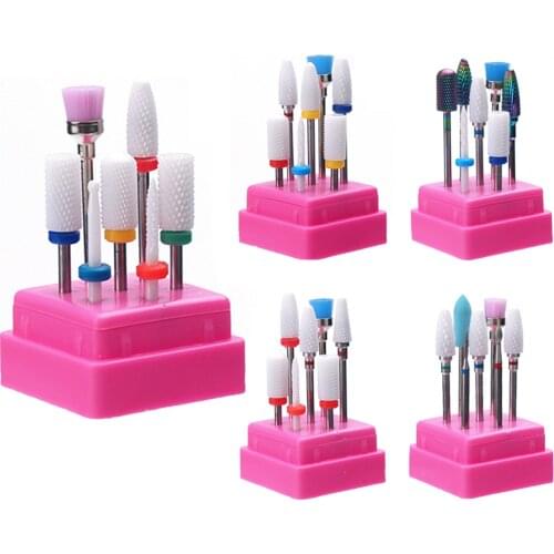 7pcs Ceramic Milling Cutters Combined Nail Drill Bits Set ,Ceramic manicure milling cutters,Nail Drill Equipment Tools Kit
