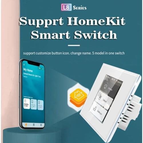 4 In 1 Home Smart WiFi LCD Power Wall Light Switch R2Max L8-HS 1/2/3gang Lamp/curtain Four-in-one Scene Switch Supports HomeKit