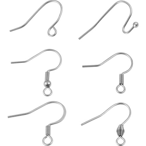 Never Allergy 50pcs/lot 316 Stainless Steel Earring Hook Ear Wire Hook Findings For DIY Jewelry Making Earring Accessories