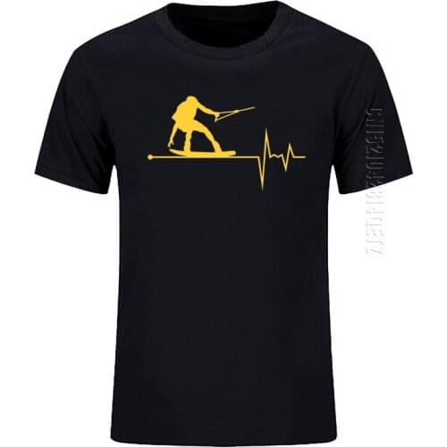New Summer T Shirt Mens T-Shirts Wakeboard In My Heartbeat Pulse Print Tshirt Casual Crew Neck Cotton Tops Plus Size