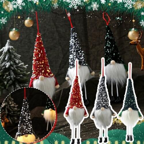 2021 New Christmas Long-Legged Luminous Sequins Dwarf Doll Creative Faceless Doll Home Decoration Desktop Ornaments Santa