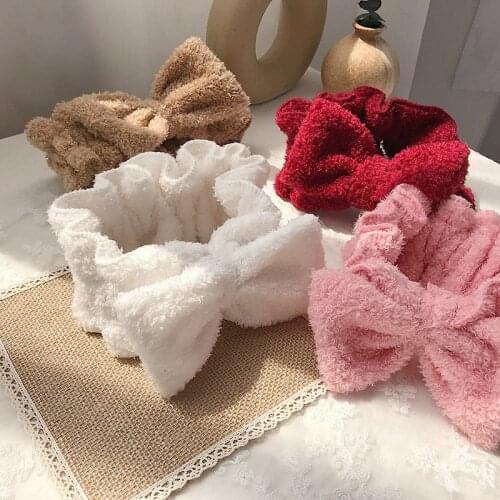 New Letter Coral Fleece Wash Face Bow Hairbands For Women Girls Headbands Headwear Hair Bands Turban Hair Accessories