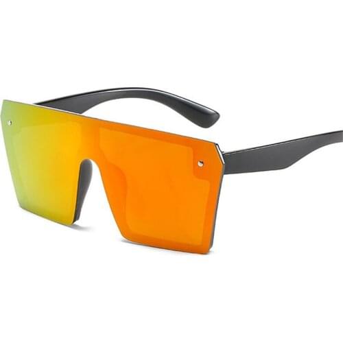 Fashion Oversized Square One Piece Women Sunglasses Designer Colorful Mirror Reflective Lens Eyewear Men Sun Glasses