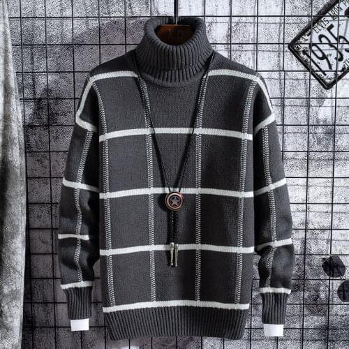 Autumn and winter mens sweaters loose autumn coat knitted bottoms Korean version of the winter clothing trend high collar